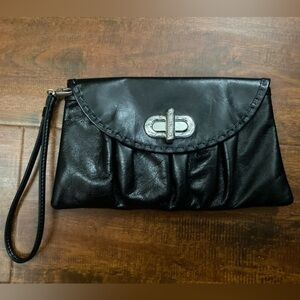 Brighton Black Leather Clutch Purse